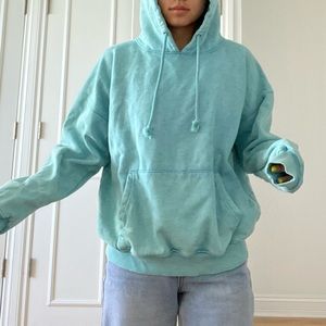 prettylittlething teal washed hoodie